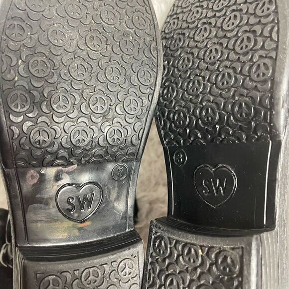 Stuart Weitzman girl Waltz Black mid calf rain boots glitter accent size 3 - Picture 11 of 12